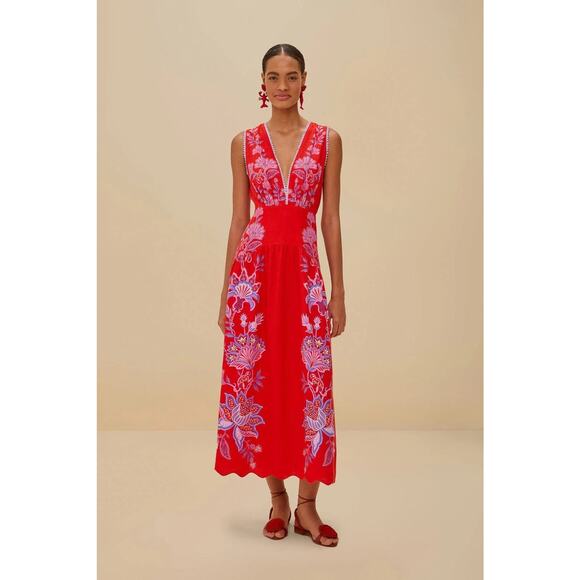 Farm Rio Dresses & Skirts - Gorgeous Farm Rio Porcelain Garden Midi Dress NWT Extra Large